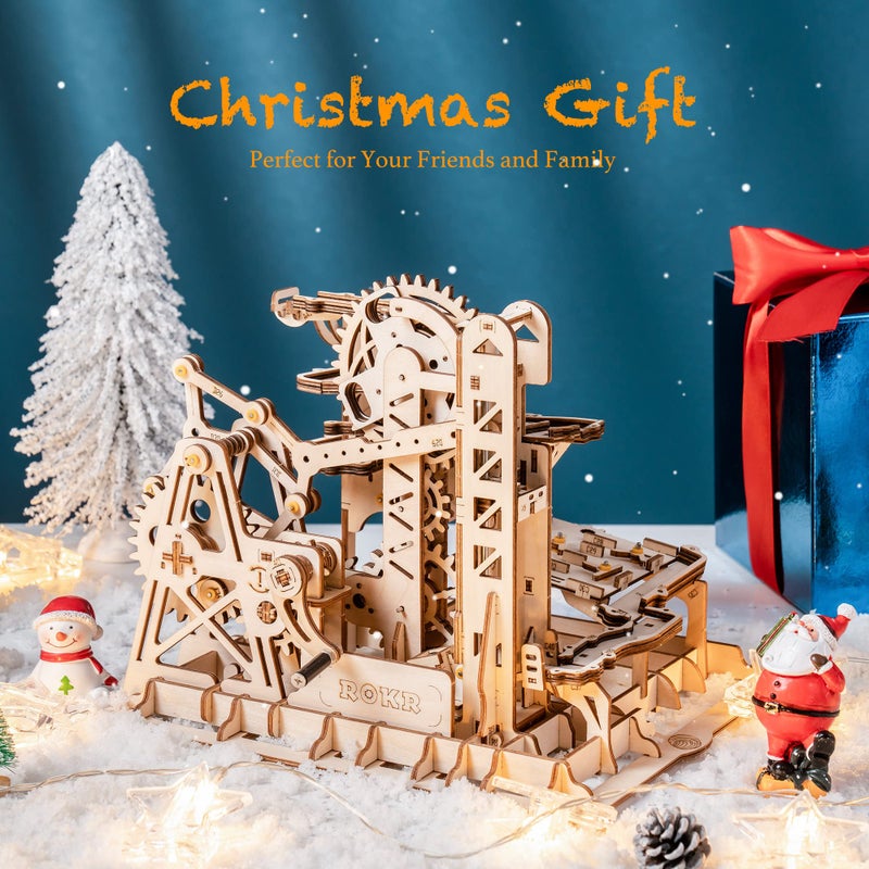 ROKR Marble Run 3D Wooden Puzzles Model Building Kits for Adults - Educational Project Brain Teaser, DIY Crafts for Adults & Kids (Fortress) - Image 2